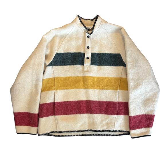 Vintage Woolrich Hudson Bay Stripe Sweater Jacket Mens Large Pullover 80s Wool - Picture 4 of 10